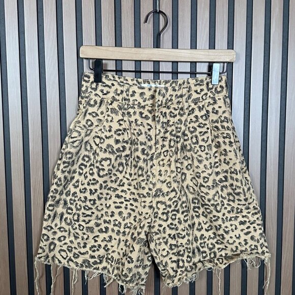 Free People Leopard Print Shorts - Tan and Black - Picture 1 of 8